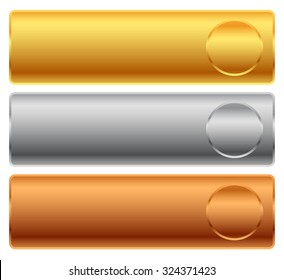 Gold, silver, bronze bars, banners.