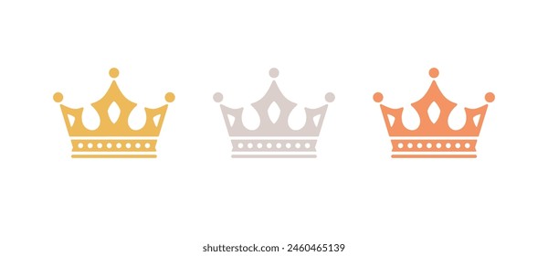 Gold, silver and bronze crown icon rank No.1 to No.3