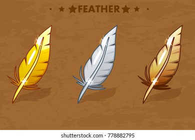 Gold, Silver and bronze Feather