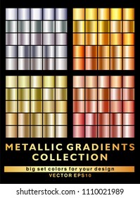 Gold, Silber, Bronze Farbverlauf-metallische Farbverlauf-Hintergrund-Kollektion. Große Vektorgrafik