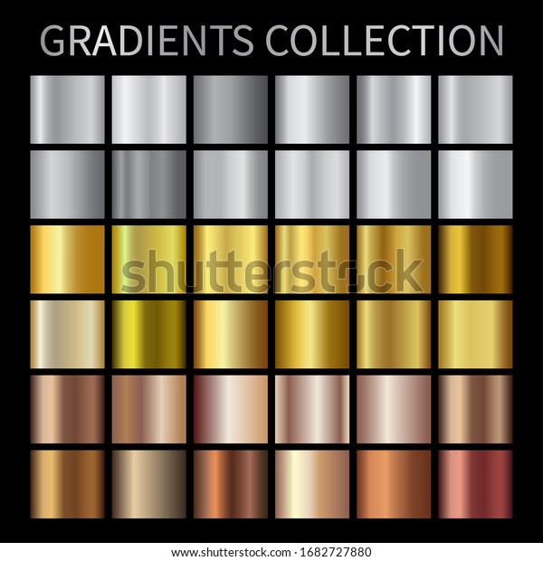 Gold Silver Bronze Gradients Collection Colorful Stock Vector (Royalty ...