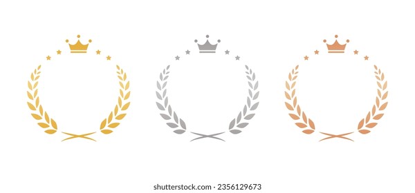 Gold silver bronze laurel frame ranking vector illustration