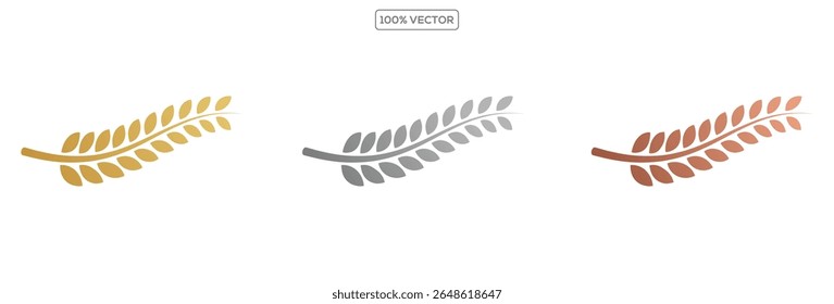 Coroas de ouro, prata, louro de bronze. Vencedor medalha set vetor ilustração. Modelo de símbolo de vitória