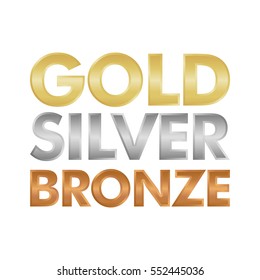 Gold Silver and Bronze letter set vector illustration
