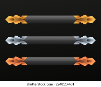 Gold, silver and bronze lower third game gui title buttons