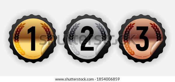 Gold Silver Bronze Medal Badge Icon Stock Vector (Royalty Free ...