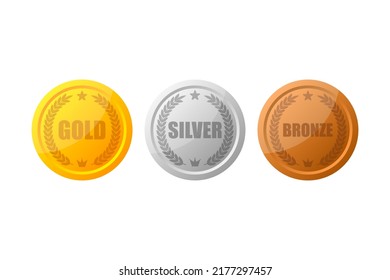 Gold, Silver and Bronze medal, Champion and winner awards - 1st, 2nd and 3rd place awards set.