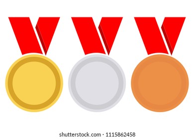 Gold, silver and bronze medal icon. Medal set. Vector set. Medal isolated on white background