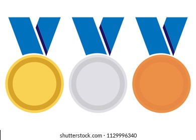 Gold, silver and bronze medal icon. Medal set. Vector set. Medal isolated on white background