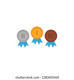 Gold, silver and bronze medal icon. Vector illustration flat design