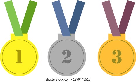 Gold, silver and bronze medal icon. Medal set. Vector set. Medal isolated on white background