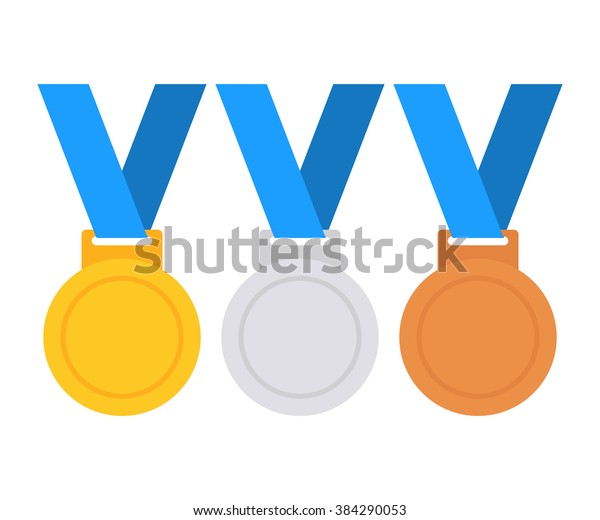 金 銀 銅のメダルアイコン メダルセット ベクター画像セット 白い背景にメダル のベクター画像素材 ロイヤリティフリー