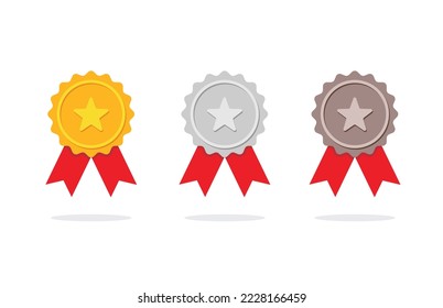 Gold silver bronze medal with ribbon