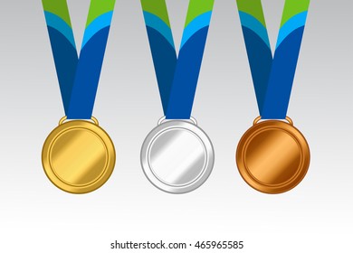 Gold, Silver and Bronze Medal. Vector Illustration