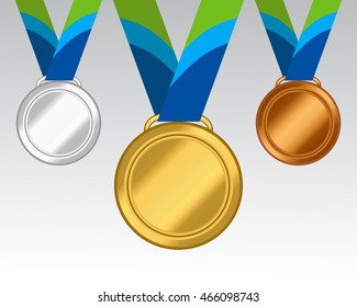 Gold, Silver and Bronze Medal. Vector Illustration