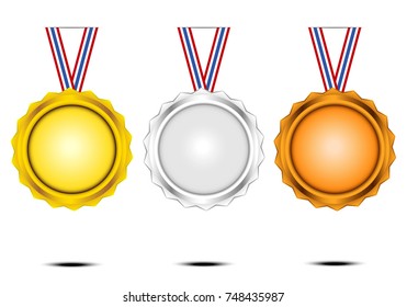 gold silver bronze medal vector design