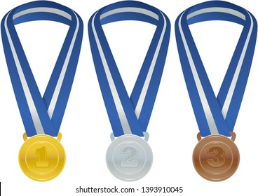 Gold, silver, and bronze medals
