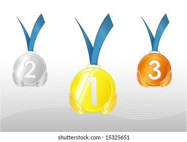 Gold, silver and bronze medals