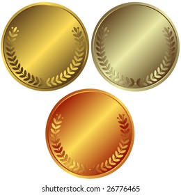 Gold, silver and bronze medals