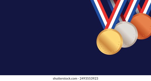 Gold, silver and bronze medals background illustration