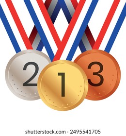 Gold, silver and bronze medals background illustration