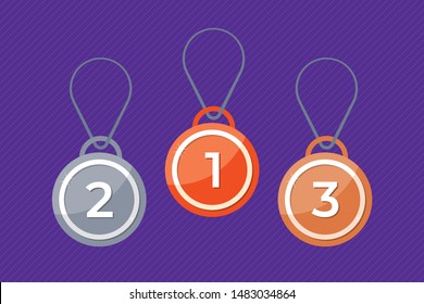 gold, silver and bronze medals. first, second and third medals concept