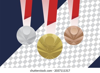 Medallas de oro, plata y bronce de fondo azul