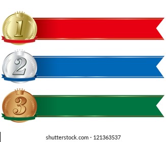 gold, silver & bronze medals set