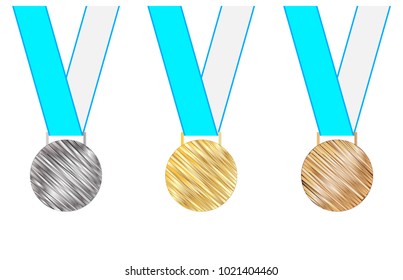 Gold, silver, bronze medals. Vector illustration