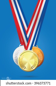 Gold, silver and bronze medals. vector