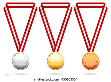 Gold, silver and bronze medals. vector