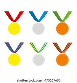 
Gold, silver and bronze medals vector set 
