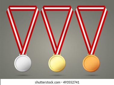 Gold, silver and bronze medals. vector
