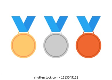 gold silver bronze medals for winners vector illustration