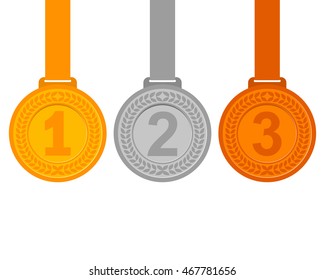 Gold, silver and bronze medals for the winners of the Champions. vector illustration, flat icons