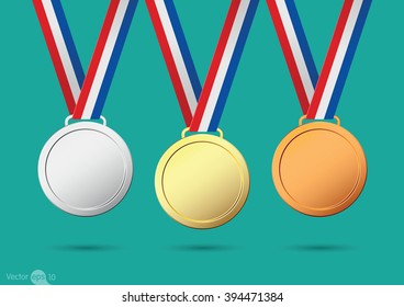 gold, silver and bronze medals.vector