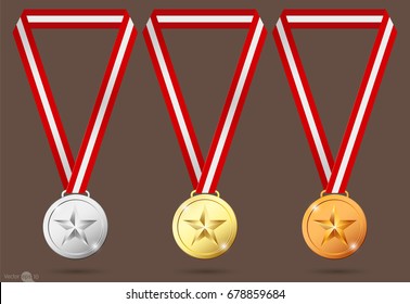 gold, silver and bronze medals.vector