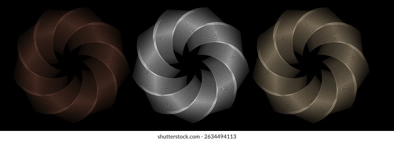Gold, silver and bronze metal circle frames 3d vector realistic illustration. First, second and third place medals or buttons isolated on white background. Certified. Quality blank, empty badge set.