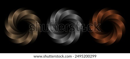 Gold, silver and bronze metal circle frames 3d vector realistic illustration. First, second and third place medals or buttons isolated on white background. Certified. Quality blank, empty badge set.