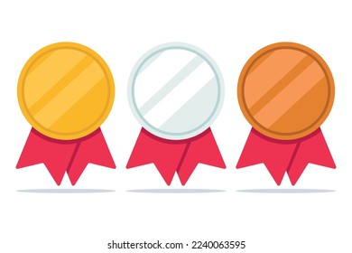 Gold Silver Bronze Neck Medals Vectorart