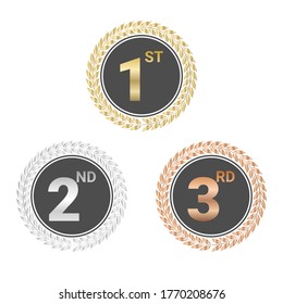 Gold, silver and bronze place badge/ stamp on white background