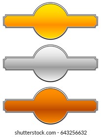 Gold, silver and bronze plaque, banners. Precious metal banner backgrounds