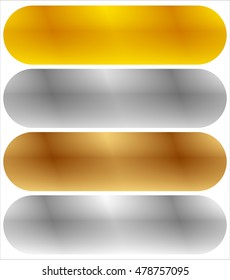 Gold, silver, bronze and platinum banners with shade effect. Blank rectangle metal sheets, plates