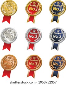 Gold, silver and bronze ranking medals