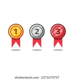 Gold silver bronze ranking medals vector icon .