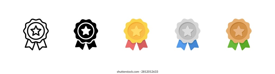 Gold, silver and bronze rosette medal icon set