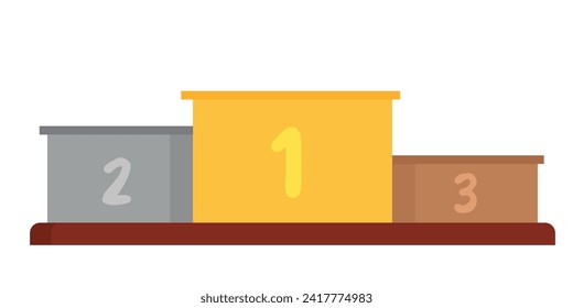 Gold, silver, bronze sport podium, pedestal isolated on background. 1st, 2nd, 3rd place. Handing awards to winner. Vector illustration in flat style