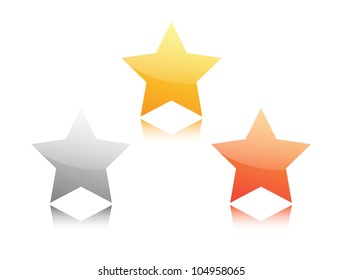 Gold, silver and bronze star isolated on white