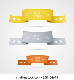 gold, silver and bronze stickers, labels, ribbons