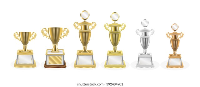 Gold silver bronze trophy